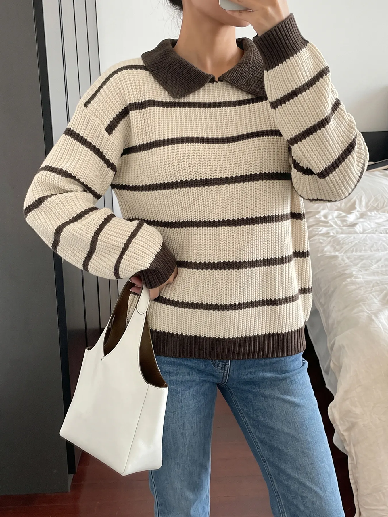 Striped Polo Sweater